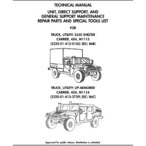 HMMWV M1113 M1114 Repair Parts and Special Tools List TM 9-2320-387-24P Manual - PDF