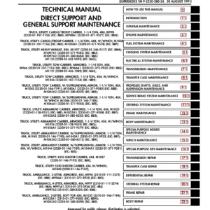 HMMWV M998 Series Direct Support & General Support Maintenance Manual - PDF