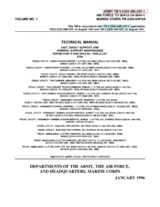 HMMWV M998 Series Repair Parts and Special Tools List TM 9-2320-280-24P-1 Volume 1 - 1996 Edition