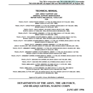 HMMWV M998 Series Repair Parts and Special Tools List TM 9-2320-280-24P-1 Volume 1 - 1996 Edition