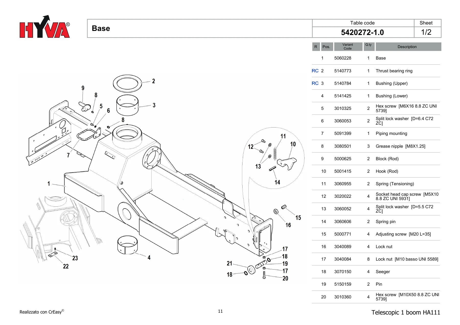 HYVA HA111 Telescopic 1 Boom Spare Parts Catalogue - Logbook 7845744.0 - Image 2