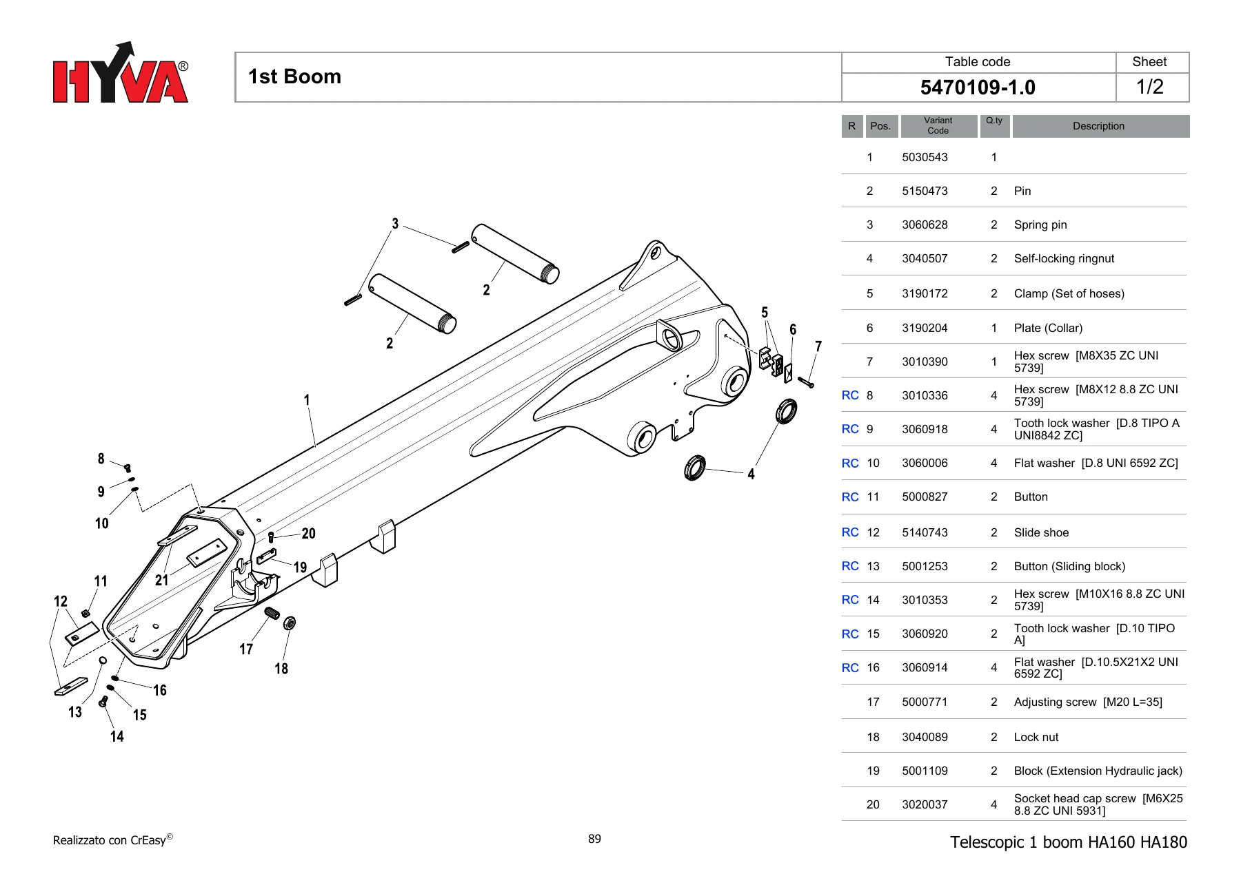 HYVA HA160 HA180 Telescopic 1 Boom Spare Parts Catalogue - 7881378.0 Edition 06/2020 - Image 3