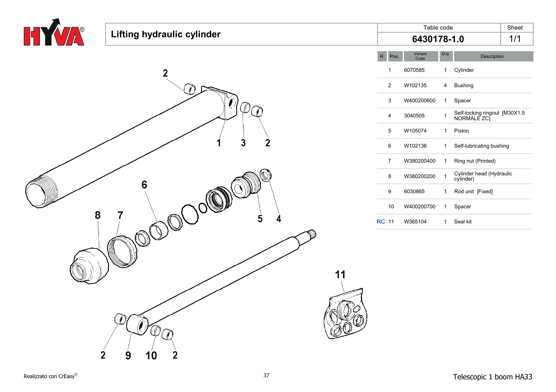 HYVA Telescopic 1 Boom HA33 Spare Parts Catalogue 7880878.0 - PDF - Image 3