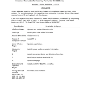 Hamilton Sundstrand Recirculation Fan Maintenance and Parts Manual 21-21-22 - PDF Download