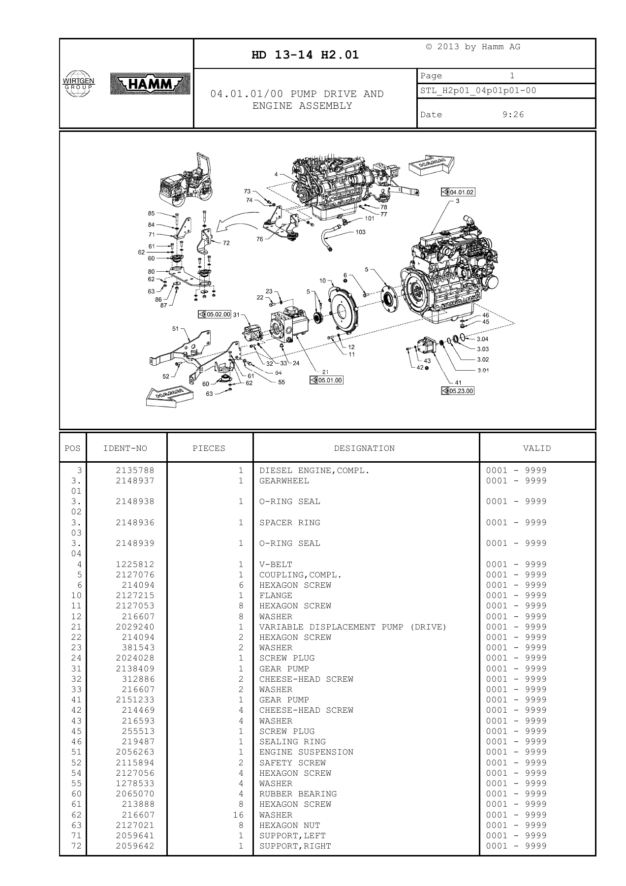 Hamm HD 13-14 H2.01 Tandem Roller Parts Catalogue 2013 - PDF Download - Image 2
