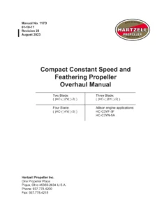 Hartzell 117D Compact Constant Speed and Feathering Propeller Overhaul Manual - Revision 23 August 2023