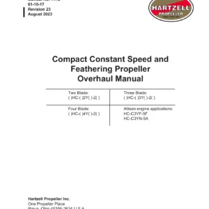 Hartzell 117D Compact Constant Speed and Feathering Propeller Overhaul Manual - Revision 23 August 2023
