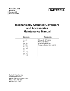 Hartzell 130B Mechanically Actuated Governors Maintenance Manual Rev. 25 December 2020