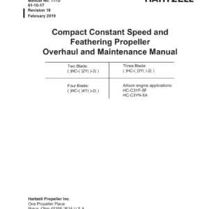 Hartzell Manual 117D Compact Constant Speed Feathering Propeller Overhaul and Maintenance Manual