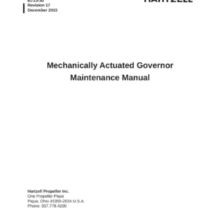 Hartzell Propeller Mechanical Governor Maintenance Manual 130B - A to V Series Overhaul Guide