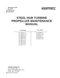 Hartzell Steel Hub Turbine Propeller Maintenance Manual 118F - HC-A3, HC-B3 & HC-B4 Series PDF