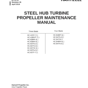 Hartzell Steel Hub Turbine Propeller Maintenance Manual 118F - HC-A3, HC-B3 & HC-B4 Series PDF