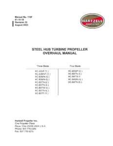 Hartzell Steel Hub Turbine Propeller Overhaul Manual 118F (Rev. 35, 2023) PDF