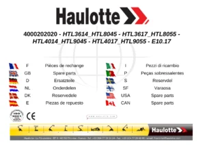 Haulotte HTL3614 HTL3617 HTL4014 HTL4017 Spare Parts Catalog 4000202020 PDF