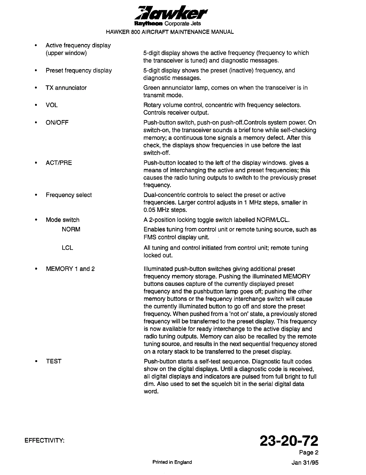 Hawker 800 BAe 125-800A 800B Aircraft Maintenance Manual Raytheon AMM 125-800 PDF - Image 3