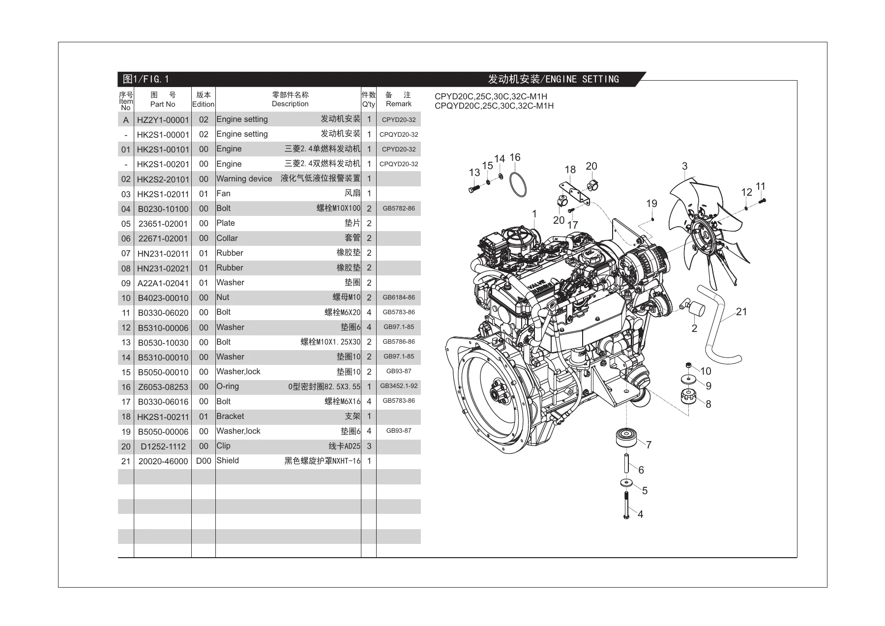Heli H3 Series 2t-3.2t LPG Forklift Parts Manual - CPYD/CPQYD 20C-32C PDF - Image 2