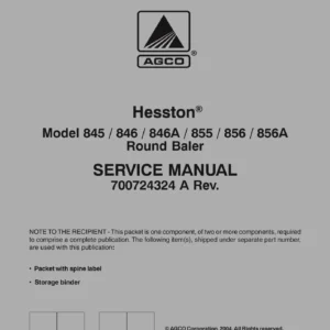 Hesston 845 846 846A 855 856 856A Round Baler Service Manual - PDF Download