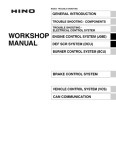 Hino 238 258LP 268 338 Workshop Manual - J08E-VB J08E-VC Engine Repair & Troubleshooting