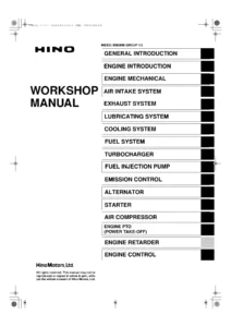 Hino J08E-TI Engine Workshop Manual – J08E-TB/TE, UB/UC/UD/UE, UF/UG Service & Repair PDF