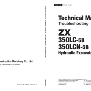 Hitachi 350LC-5B 350LCN-5B Hydraulic Excavator Technical Manual - Operational Performance Test & Troubleshooting PDF