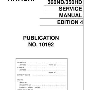 Hitachi EH1600 EH1700 360ND 350HD Mining Haul Truck Factory Service Manual
