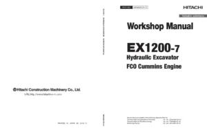Hitachi EX1200-7 Hydraulic Excavator FCO Cummins Engine Workshop Manual