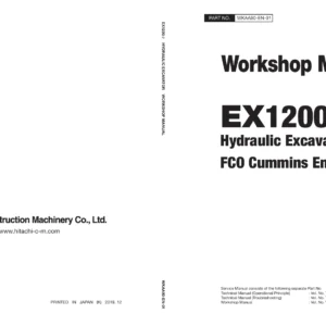 Hitachi EX1200-7 Hydraulic Excavator FCO Cummins Engine Workshop Manual