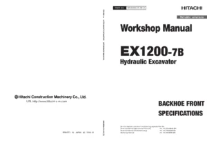 Hitachi EX1200-7B Backhoe Hydraulic Excavator Workshop Manual WKAB90-EN-00 - PDF Download