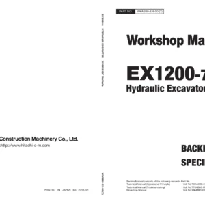 Hitachi EX1200-7B Backhoe Hydraulic Excavator Workshop Manual WKAB90-EN-00 - PDF Download
