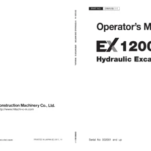 Hitachi EX1200-7B Hydraulic Excavator Operator's Manual 2007 – PDF Download