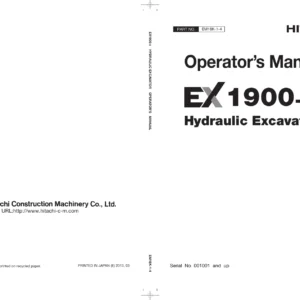 Hitachi EX1900-6 Hydraulic Excavator Operator's Manual - EM18K-1-4 PDF