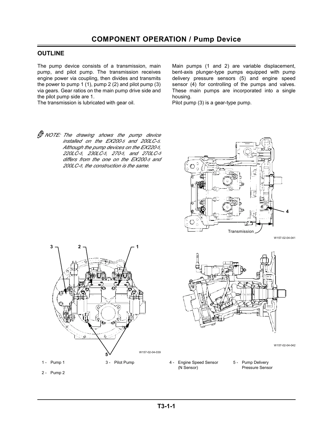 Hitachi EX200-5 EX220-5 EX230LC-5 EX270-5 Excavator Operational Principle Technical Manual - Image 3