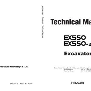Hitachi EX550 EX550-3 Excavator Technical Manual - PDF Download