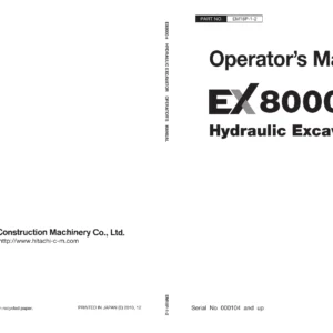 Hitachi EX8000-6 Hydraulic Excavator Operator's Manual - Loading Shovel PDF