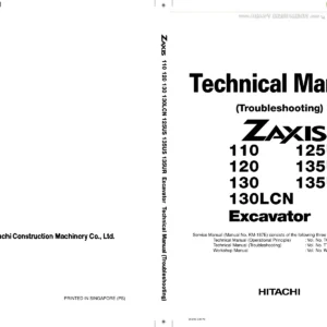 Hitachi ZAXIS 110 120 130 130LCN 125US 135US 135UR Excavator Technical Manual Troubleshooting PDF