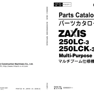 Hitachi ZAXIS 250LC-3 250LCK-3 Multi-Purpose Boom Parts Catalog PDF