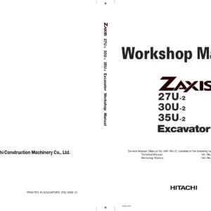 Hitachi ZAXIS 27U-2, 30U-2 & 35U-2 Mini Excavator Workshop Manual (W1MJ-E)