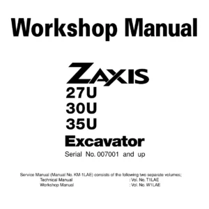 Hitachi ZAXIS 27U 30U 35U Excavator Workshop Manual - W1LA-E-01