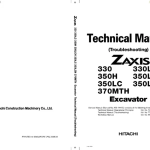 Hitachi ZAXIS 330 350 370 Series Excavator Technical Manual Troubleshooting TT1HH-E PDF