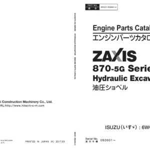 Hitachi ZAXIS 870-5G Series Isuzu 6WG1-XQA04 Engine Parts Catalog PDF