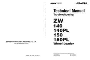 Hitachi ZW140 ZW150 Wheel Loader Troubleshooting & Performance Test Manual