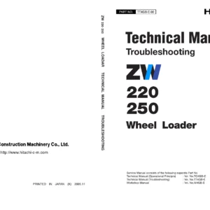 Hitachi ZW220 ZW250 Wheel Loader Troubleshooting Manual TT4GB-E PDF