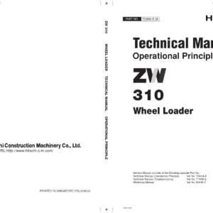 Hitachi ZW310 Wheel Loader Technical Manual - Operational Principle, Troubleshooting and Workshop Manual