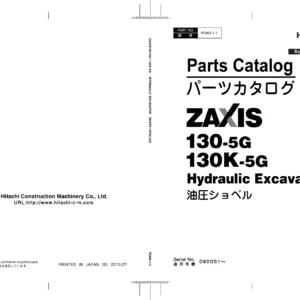 Hitachi ZX130-5G ZX130K-5G Excavator Parts Catalog PDAG-1-1 - PDF Download