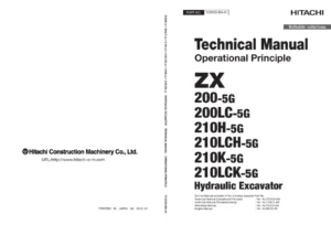 Hitachi ZX200-5G ZX210-5G Series Hydraulic Excavator Technical Manual Operational Principle - PDF