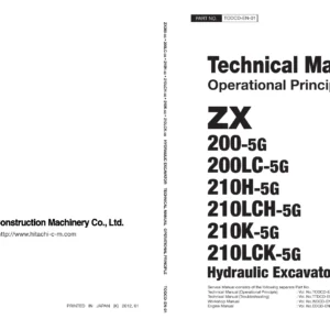 Hitachi ZX200-5G ZX210-5G Series Hydraulic Excavator Technical Manual Operational Principle - PDF