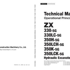 Hitachi ZX330-5G ZX350-5G Series Hydraulic Excavator Operational Principle Technical Manual