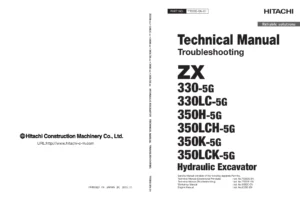 Hitachi ZX330-5G ZX350-5G Series Hydraulic Excavator Troubleshooting Manual - TTDDE-EN-01