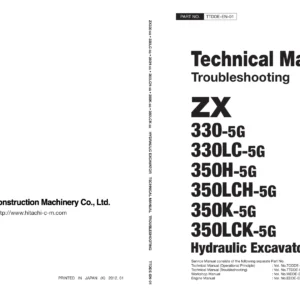 Hitachi ZX330-5G ZX350-5G Series Hydraulic Excavator Troubleshooting Manual - TTDDE-EN-01