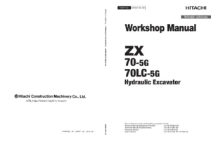 Hitachi ZX70-5G ZX70LC-5G Hydraulic Excavator Workshop Manual PDF